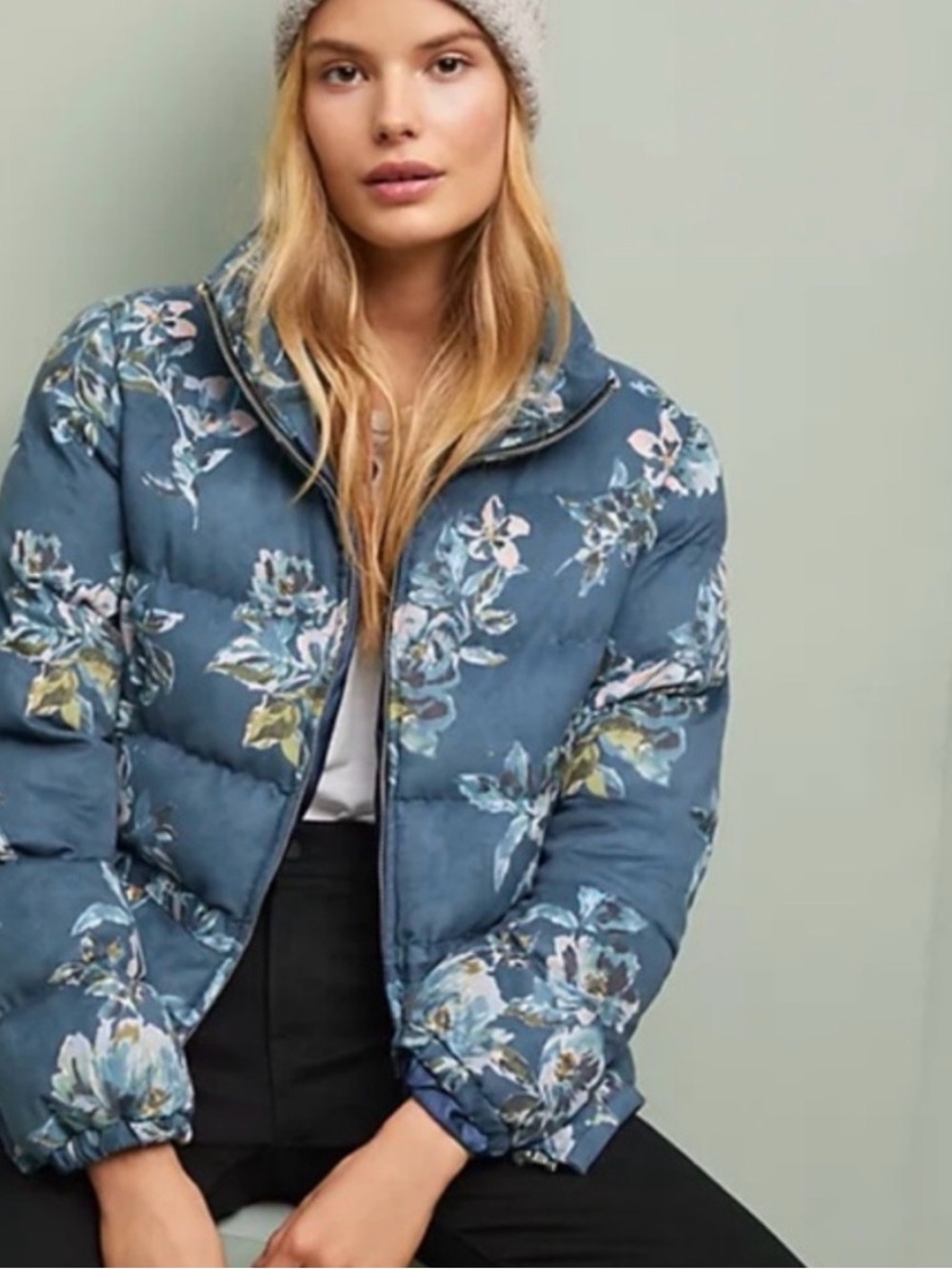 Anthropologie ETT TWA Floral Puffer Jacket